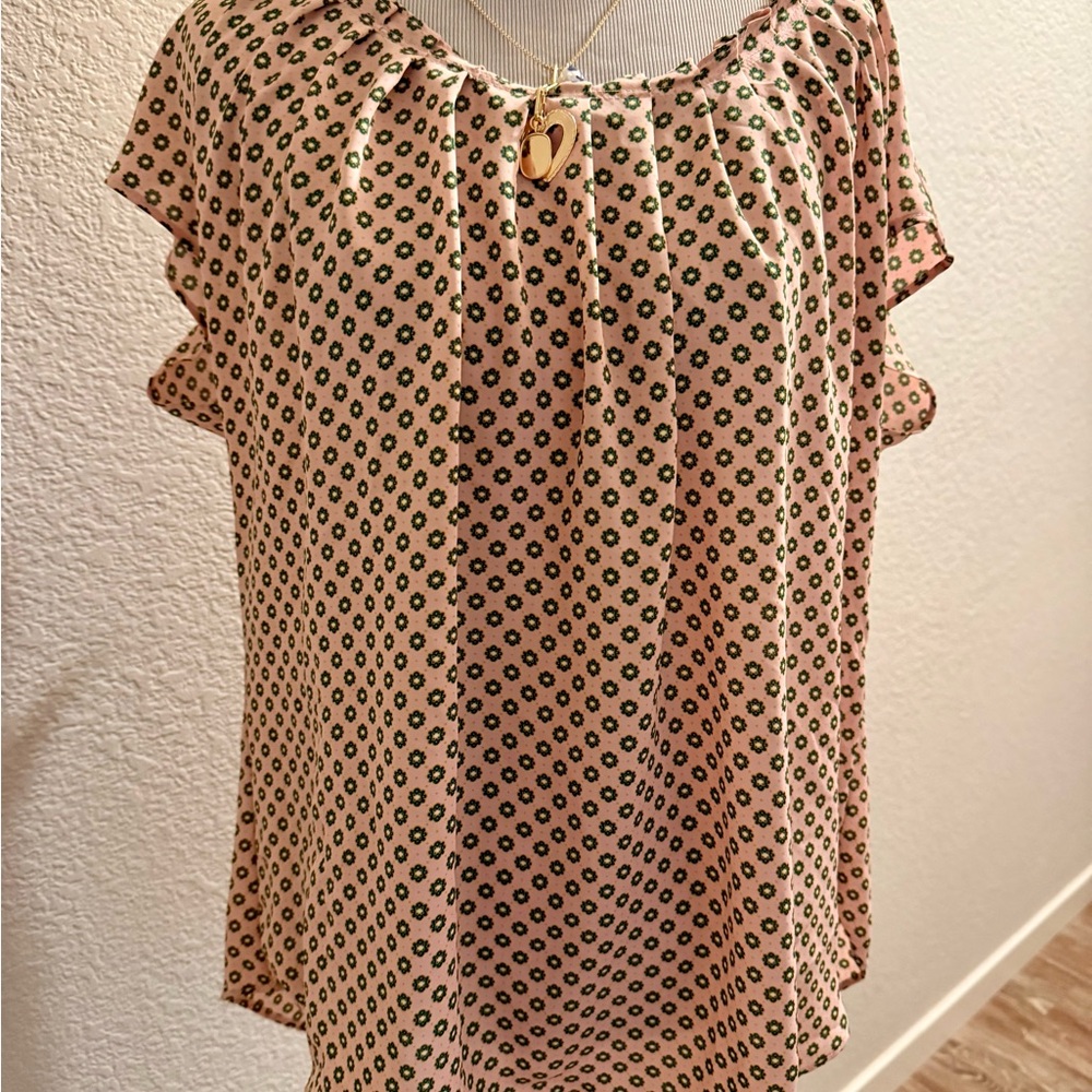 LC Lauren Conrad Floral Geometric Print Blouse - Pink and Black